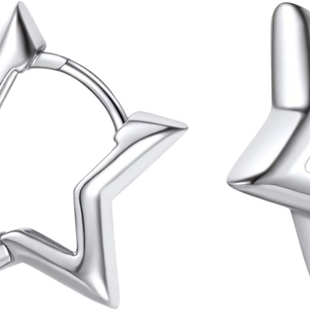 Small Star Hoop Earrings Hypoallergenic Gold Platinum Plated for Women Joyful Gi